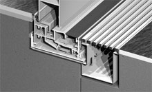 The sill can be recessed into floor finish and fitted with stainless steel Creative Drain drainage system.