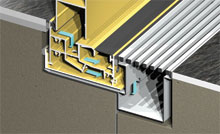 The sill can be recessed into floor finish and fitted with stainless steel Creative Drain drainage system.