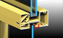 Reinforced glazing bead standard on Series 424. Spandrel adapter also available, as detailed.