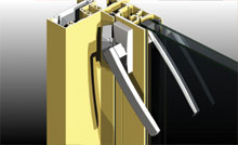 Custom stainless steel ICON cam handles available for casement sashes.<br />