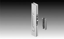 Custom ANDO mortice lock with push button release. Face plate coloured to match.