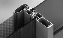 Custom interlocking stile accepts interlocking flydoor stile.<br />