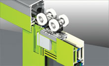 Can be fitted with Centor E3 heavy duty overhead rollers. Support bracket fixes into door spigot.