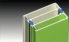 A range of glazing beads and wedges allow glass thicknesses from 4mm to 28mm.