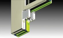 Custom heavy duty aluminium spigot and backing plate for tight joints between stiles and rails.