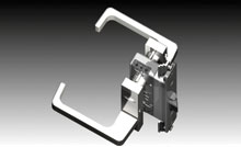 Injection moulded nylon stile end cap keeps water and dust away from the lock motor.